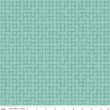 SALE Happy at Home Plaid C13705 Teal - Riley Blake Designs - Wavy Grid - Quilting Cotton Fabric