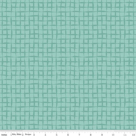 DEAL Happy at Home Plaid C13705 Teal - Riley Blake Designs - Wavy Grid - Quilting Cotton Fabric