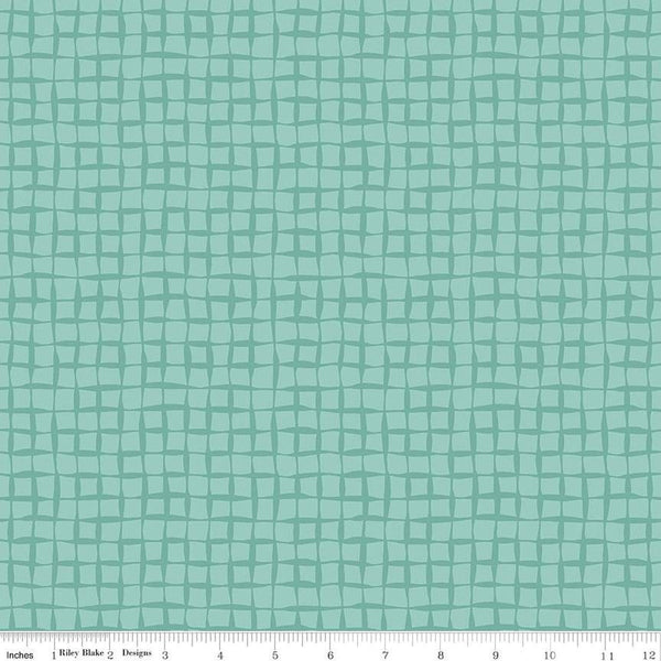 SALE Happy at Home Plaid C13705 Teal - Riley Blake Designs - Wavy Grid - Quilting Cotton Fabric