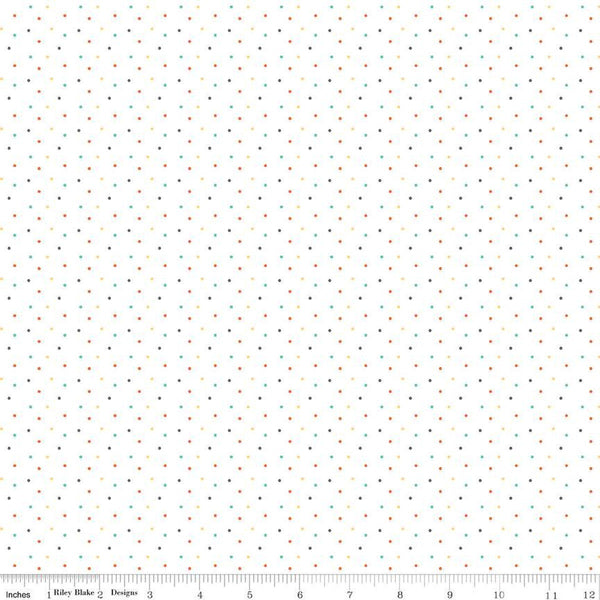 Fat Quarter End of Bolt Piece - SALE Happy at Home Dots C13706 White - Riley Blake Designs - Dot Dotted - Quilting Cotton Fabric