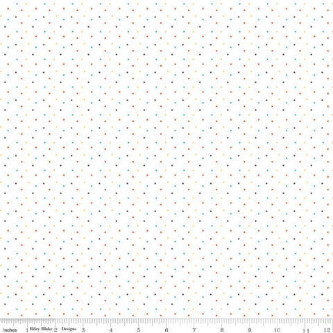 Fat Quarter End of Bolt Piece - SALE Happy at Home Dots C13706 White - Riley Blake Designs - Dot Dotted - Quilting Cotton Fabric