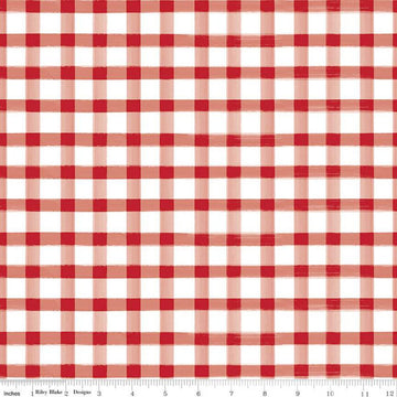 11" End of Bolt - CLEARANCE Monthly Placemats 2 PRINTED Gingham C13944 Red - Riley Blake  - Check Checks - Quilting Cotton