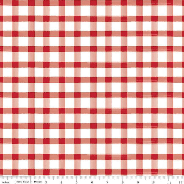 CLEARANCE Monthly Placemats 2 PRINTED Gingham C13944 Red - Riley Blake  - Check Checks - Quilting Cotton