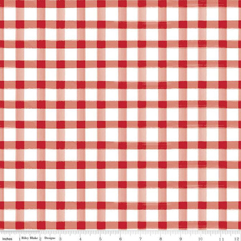 SALE Monthly Placemats 2 PRINTED Gingham C13944 Red - Riley Blake Designs - Check Checks - Quilting Cotton Fabric