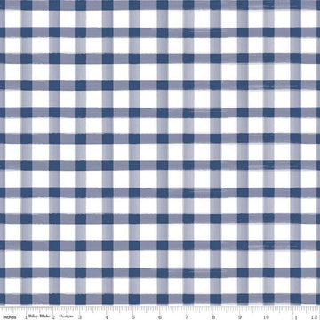 SALE Monthly Placemats 2 PRINTED Gingham C13944 Navy - Riley Blake Designs - Check Checks - Quilting Cotton Fabric