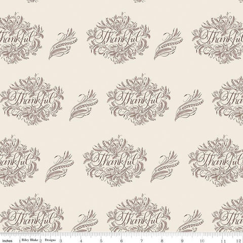 SALE Monthly Placemats 2 November Thankful C13941 Cream - Riley Blake Designs - Thanksgiving - Quilting Cotton Fabric