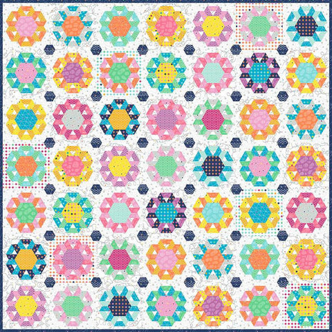 Daisy Ribbons Quilt PATTERN and Templates N093 by Sue Daley Designs - Riley Blake - INSTRUCTIONS Only - English Paper Piecing Paper Included