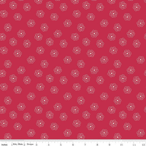 CLEARANCE Bee Dots Rose C14180 Berry by Riley Blake  - Floral Flowers - Lori Holt - Quilting Cotton