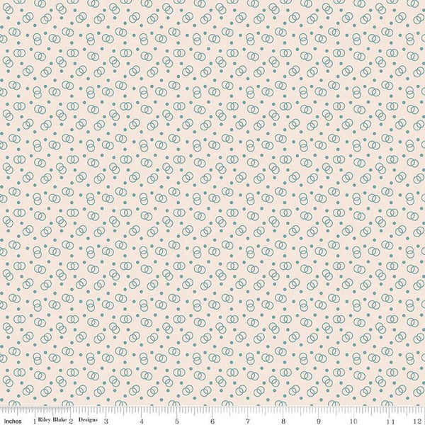 CLEARANCE Bee Dots Lucille C14181 Raindrop by Riley Blake Designs - Interlocking Circles - Lori Holt - Quilting Cotton Fabric