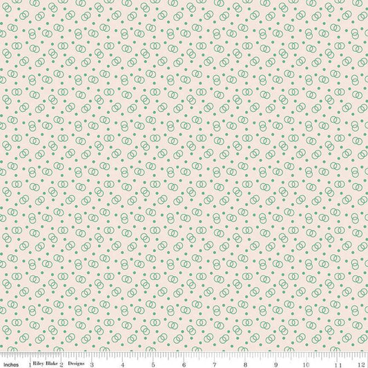 13" End of Bolt - CLEARANCE Bee Dots Lucille C14181 Alpine by Riley Blake - Interlocking Circles - Lori Holt - Quilting Cotton Fabric