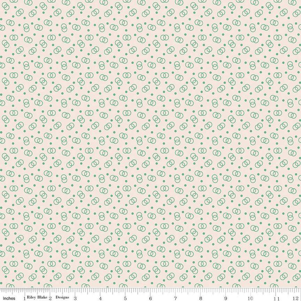 SALE Bee Dots Lucille C14181 Alpine by Riley Blake Designs - Interlocking Circles - Lori Holt - Quilting Cotton Fabric