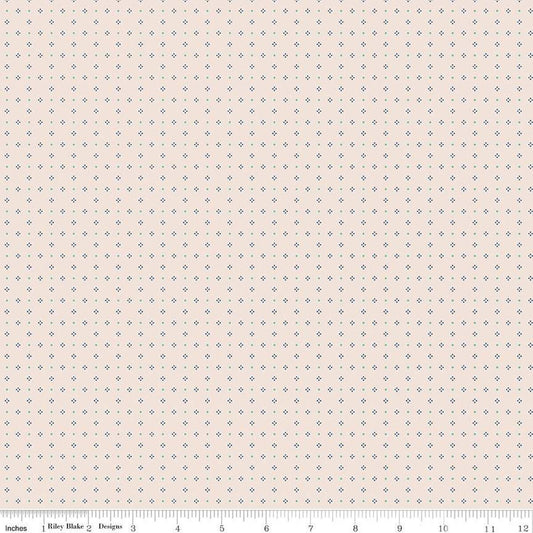 SALE Bee Dots Thelma C14182 Denim - Riley Blake Designs - Geometric - Lori Holt - Quilting Cotton Fabric
