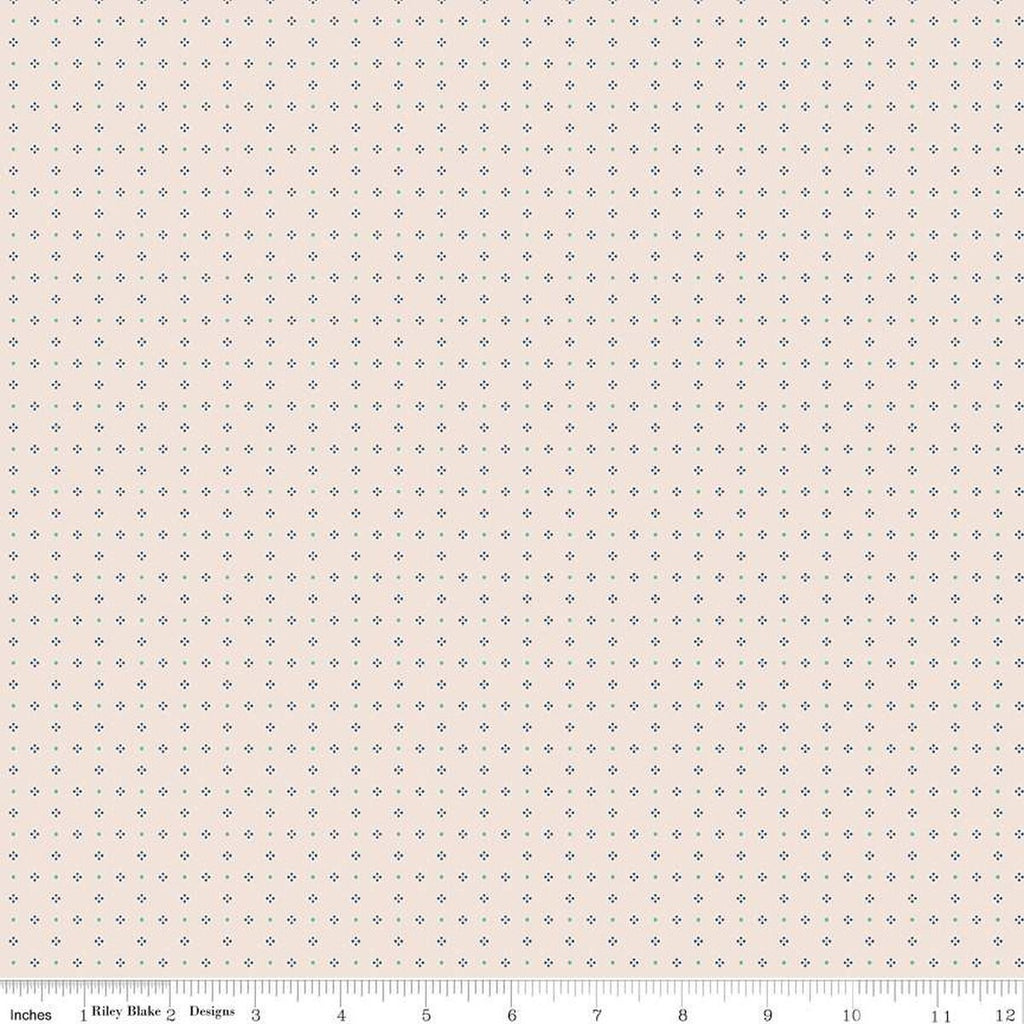 SALE Bee Dots Thelma C14182 Denim by Riley Blake Designs - Geometric - Lori Holt - Quilting Cotton Fabric