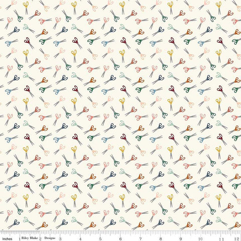 SALE Let's Create Scissors C13694 Cream by Riley Blake Designs - Sewing Crafting - Quilting Cotton Fabric