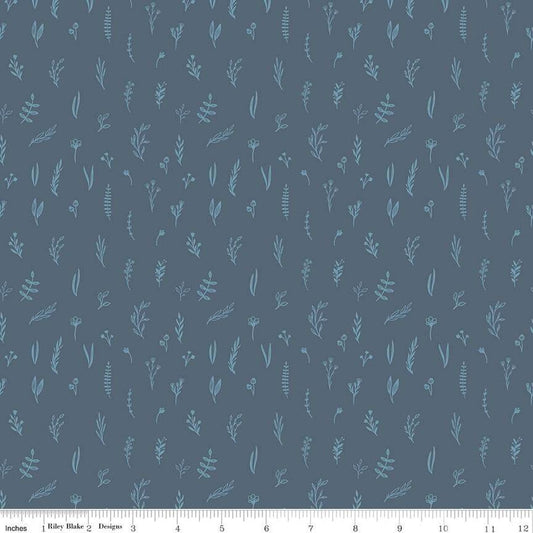 SALE Let's Create Tonal Stems C13696 Oxford - Riley Blake Designs - Tone-on-Tone Floral Flowers Leaves - Quilting Cotton Fabric