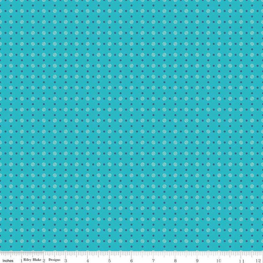 Bee Basics Polka Dot C6405 Turquoise - Riley Blake Designs - Dots Dotted - Lori Holt - Quilting Cotton Fabric