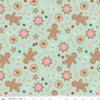 34" End of Bolt - FLANNEL Gingerbread Cookies F13910 Mint - Riley Blake - Christmas Gingerbread Men Sprinkles Candy Canes- FLANNEL Cotton