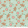 34" End of Bolt - SALE FLANNEL Gingerbread Cookies F13910 Mint - Riley Blake - Christmas Gingerbread Men Sprinkles Canes- FLANNEL Cotton