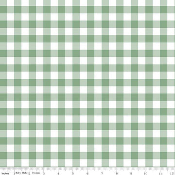 26" End of Bolt - FLANNEL It's a Girl Printed Gingham F13906 Sage - Riley Blake Designs - 1/2" Checks Check Checkered - FLANNEL Cotton