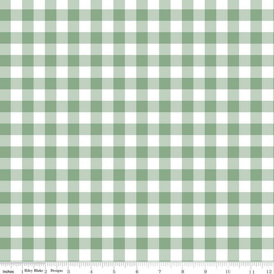 26" End of Bolt - FLANNEL It's a Girl Printed Gingham F13906 Sage - Riley Blake Designs - 1/2" Checks Check Checkered - FLANNEL Cotton