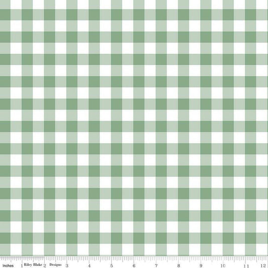 30" End of Bolt - FLANNEL It's a Girl Printed Gingham F13906 Sage - Riley Blake Designs - 1/2" Checks Check Checkered - FLANNEL Cotton