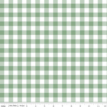 30" End of Bolt - FLANNEL It's a Girl Printed Gingham F13906 Sage - Riley Blake Designs - 1/2" Checks Check Checkered - FLANNEL Cotton