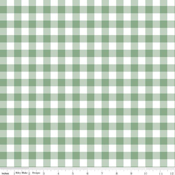 FLANNEL It's a Girl Printed Gingham F13906 Sage - Riley Blake Designs - 1/2" Checks Check Checkered - FLANNEL Cotton Fabric