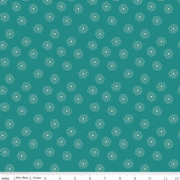 SALE Bee Dots Rose C14180 Lagoon - Riley Blake Designs -  Floral Flowers - Lori Holt - Quilting Cotton Fabric