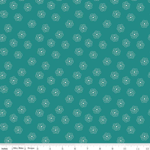 SALE Bee Dots Rose C14180 Lagoon - Riley Blake Designs -  Floral Flowers - Lori Holt - Quilting Cotton Fabric