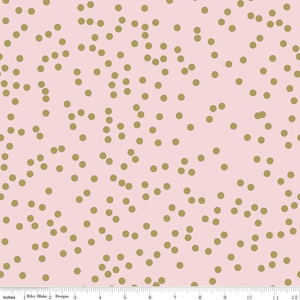 CLEARANCE Monthly Placemats 2 January Confetti SC13921 Blush SPARKLE - Riley Blake Designs - Dots Gold SPARKLE - Quilting Cotton Fabric