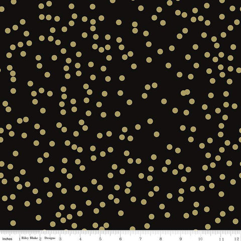 SALE Monthly Placemats 2 January Confetti SC13921 Black SPARKLE - Riley Blake Designs - Dots Gold SPARKLE - Quilting Cotton Fabric