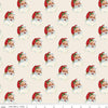 Fat Quarter End of Bolt - SALE Monthly Placemats 2 December Santa C13943 Cream - Riley Blake- Christmas Santa Claus - Quilting Cotton Fabric