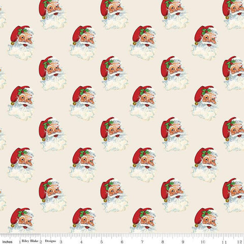 Monthly Placemats 2 December Santa C13943 Cream - Riley Blake Designs - Christmas Santa Claus - Quilting Cotton Fabric