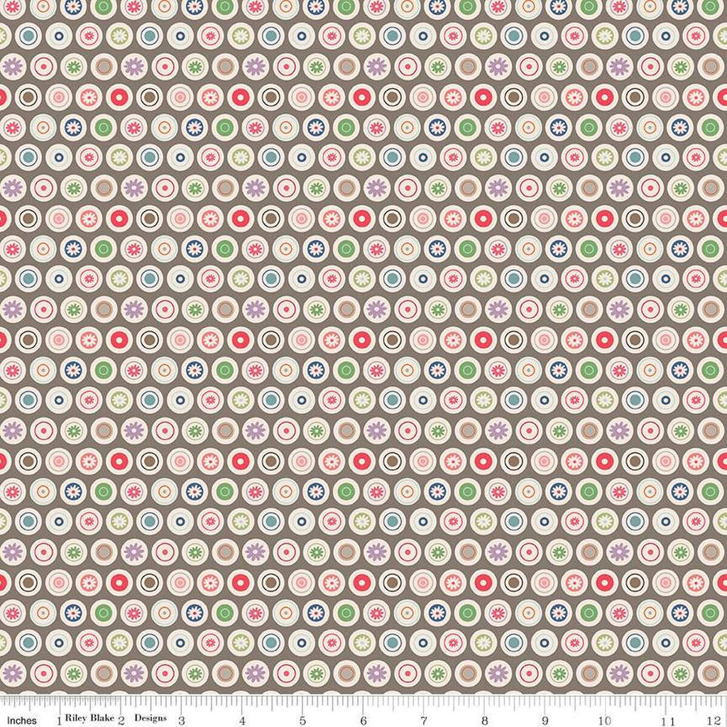 SALE Bee Dots VaLene C14162 Milk Can by Riley Blake Designs - Dotted Dot Circles Flowers - Lori Holt - Quilting Cotton Fabric