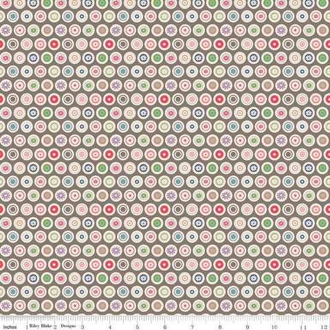 SALE Bee Dots VaLene C14162 Milk Can by Riley Blake Designs - Dotted Dot Circles Flowers - Lori Holt - Quilting Cotton Fabric