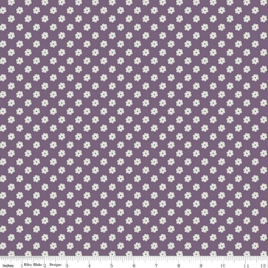 SALE Bee Dots Verona C14165 Plum - Riley Blake Designs - Floral Flowers - Lori Holt - Quilting Cotton Fabric