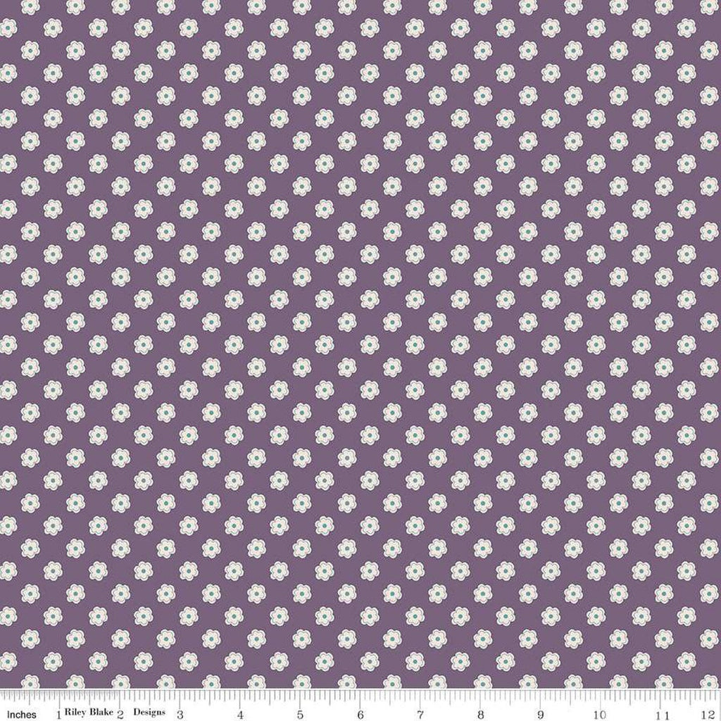 SALE Bee Dots Verona C14165 Plum by Riley Blake Designs - Floral Flowers - Lori Holt - Quilting Cotton Fabric