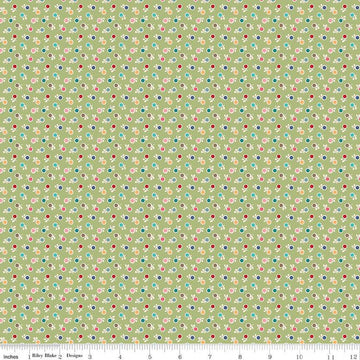 SALE Bee Dots Kathy C14166 Lettuce - Riley Blake Designs - Floral Flowers - Lori Holt - Quilting Cotton Fabric