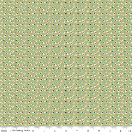 SALE Bee Dots Kathy C14166 Lettuce - Riley Blake Designs - Floral Flowers - Lori Holt - Quilting Cotton Fabric