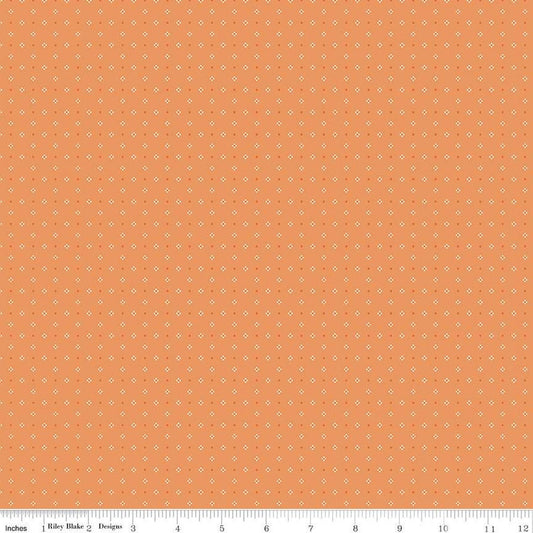Fat Quarter End of Bolt - SALE Bee Dots Thelma C14168 Yam - Riley Blake Designs - Geometric - Lori Holt - Quilting Cotton Fabric