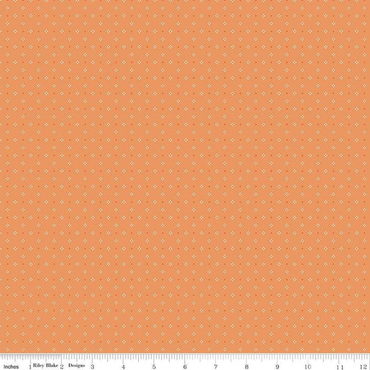 25" End of Bolt - SALE Bee Dots Thelma C14168 Yam - Riley Blake Designs - Geometric - Lori Holt - Quilting Cotton Fabric