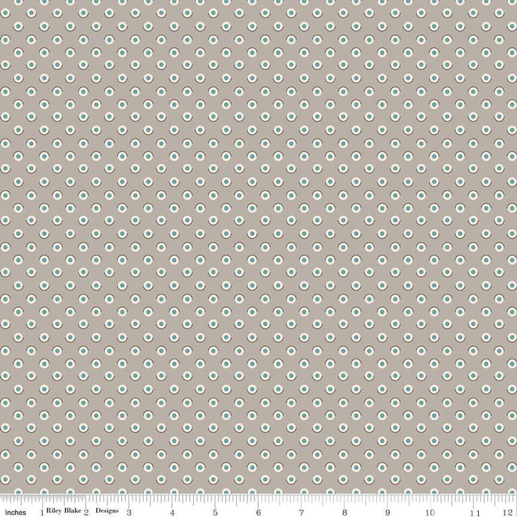 SALE Bee Dots Fawn C14170 Pewter - by Riley Blake Designs - Polka Dot Dotted - Lori Holt - Quilting Cotton Fabric