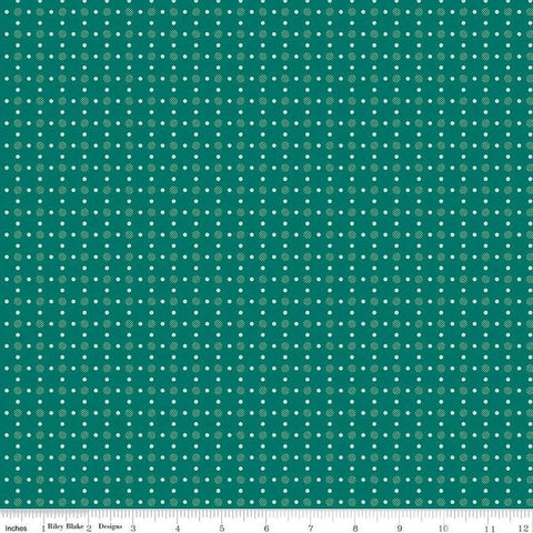 CLEARANCE Bee Dots Lois C14174 Jade - by Riley Blake  - Geometric - Lori Holt - Quilting Cotton