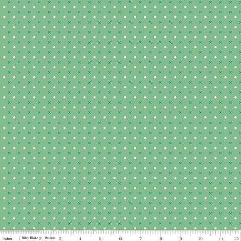 CLEARANCE Bee Dots Mary C14178 Leaf by Riley Blake  - Geometric Dots Xs - Lori Holt - Quilting Cotton