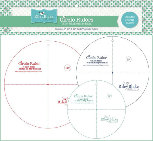 DEAL Lori Holt Circle Ruler Set STRULER-4521 - Riley Blake Designs -  Plastic - Set of 3: 8" 10" 12"