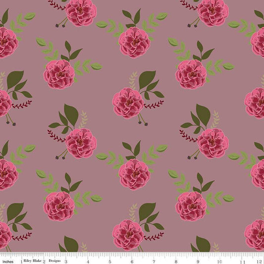 CLEARANCE Petal Song Roses C13711 Amethyst - Riley Blake Designs - Floral Flowers - Quilting Cotton Fabric