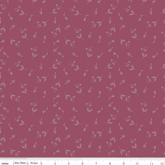 SALE Petal Song Tossed Posies C13713 Wine - Riley Blake Designs - Blossoms Flowers - Quilting Cotton Fabric