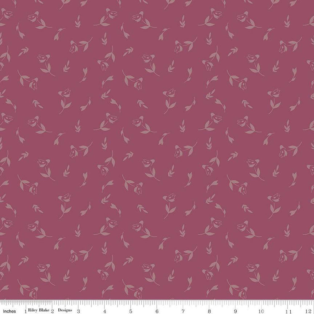 Petal Song Tossed Posies C13713 Wine - Riley Blake Designs - Blossoms Flowers - Quilting Cotton Fabric