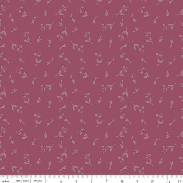 SALE Petal Song Tossed Posies C13713 Wine - Riley Blake Designs - Blossoms Flowers - Quilting Cotton Fabric