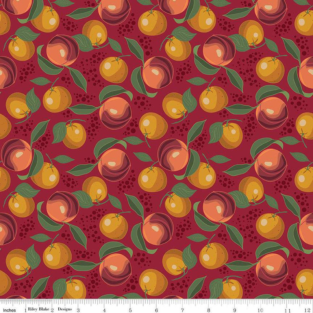 Petal Song Fuzzy Navel C13714 Cranberry - Riley Blake Designs - Fruit Dots - Quilting Cotton Fabric